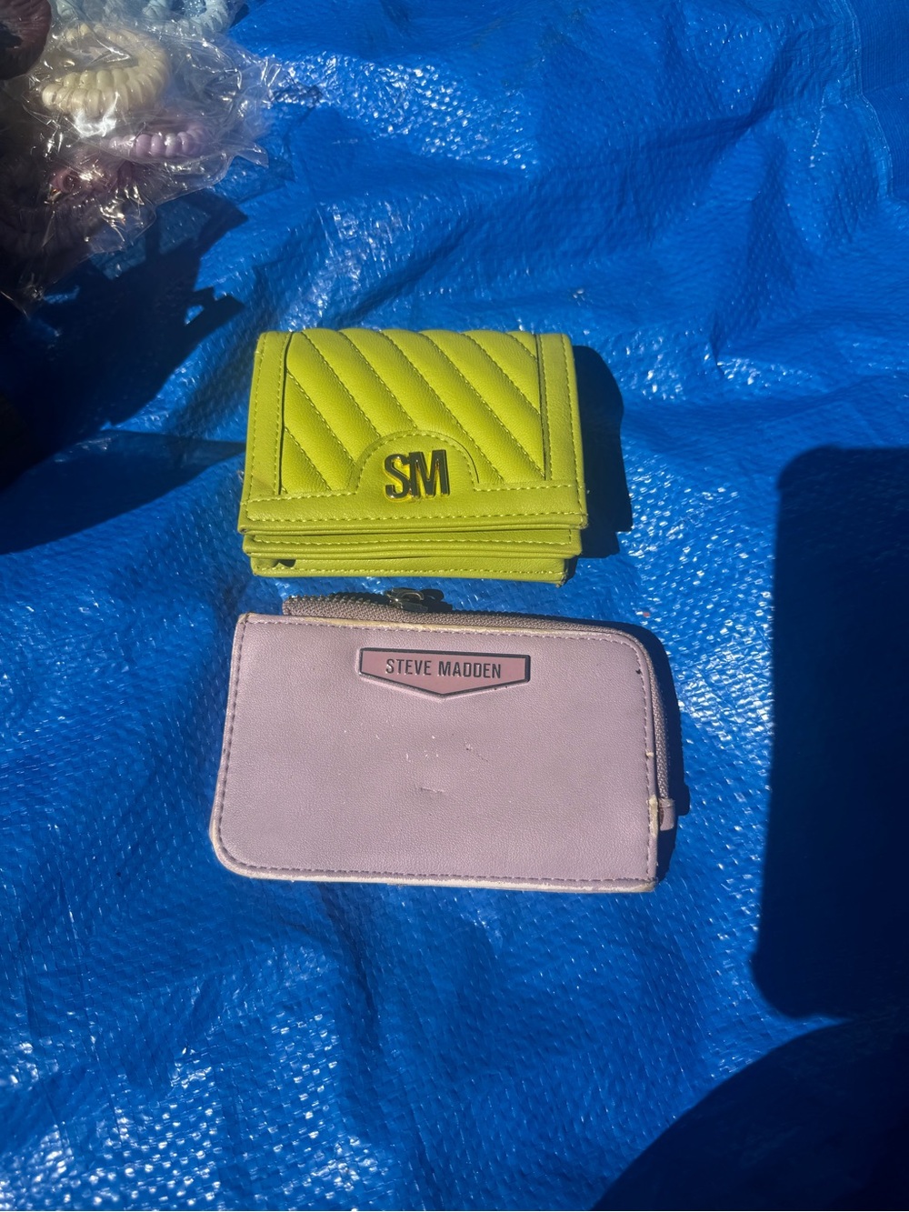 Steve Madden Lime Quilted Cardholder and Pink Zip Wallet Set
